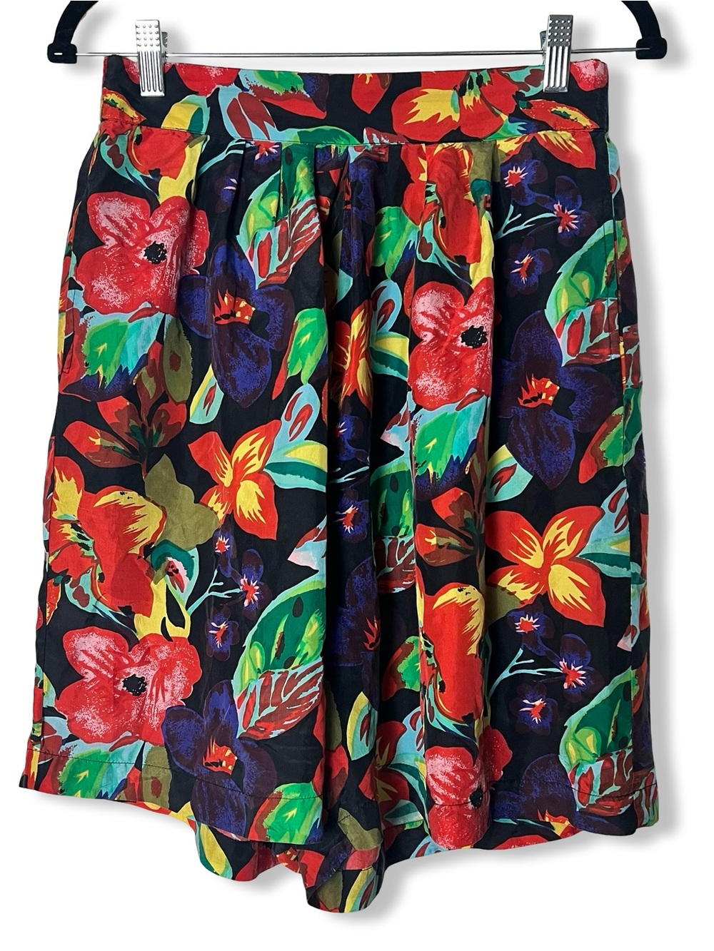 VTG Women’s Clio Silk Floral Culotte Shorts Colorful 90s Tropical Print 90s Sz L